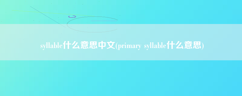 syllable什么意思中文(primary syllable什么意思)