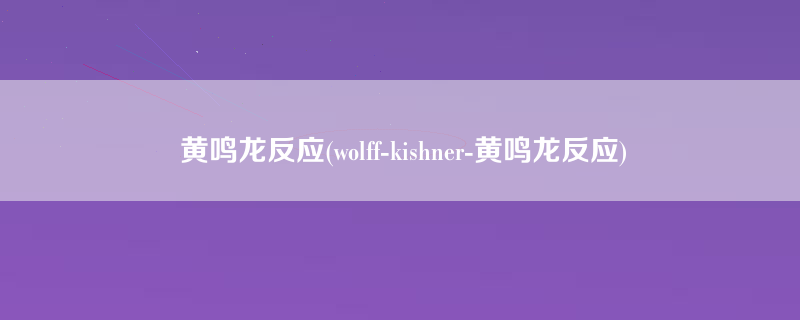 黄鸣龙反应(wolff-kishner-黄鸣龙反应)