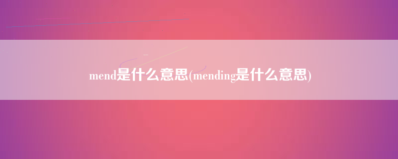 mend是什么意思(mending是什么意思)